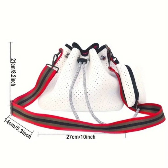 Drawstring Neoprene Bucket Bag with Small Pouch - Picture 5 of 11